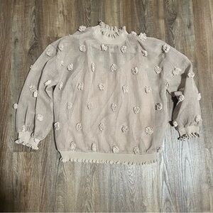 ENTRO Pom Pom‎ Sheer Blouse Size Large
